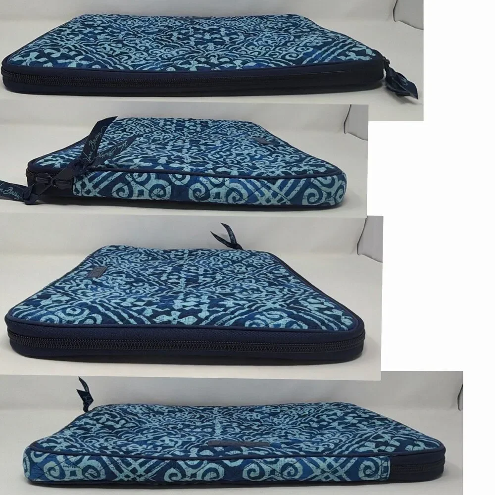Vera Bradley Cuban Tiles Laptop Sleeve Case Quilted Zip Padded Blue